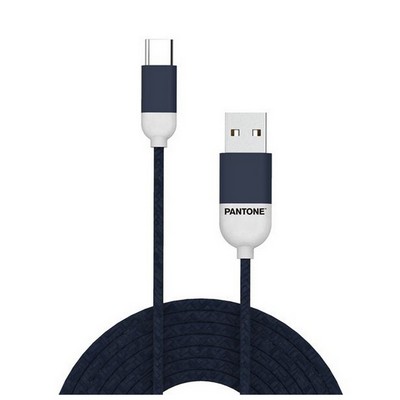 PANTONE™ USB-C Cable - 3A - 1 Meter - Rubber Cable - Navy